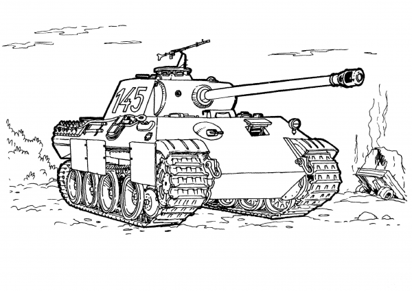 Panther Tank coloring page image