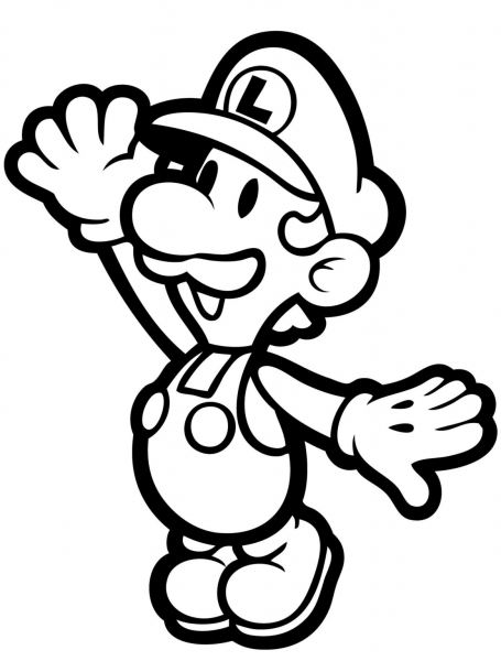 Paper Luigi coloring page image