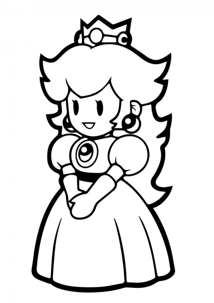 Paper Princess Peach coloring page image