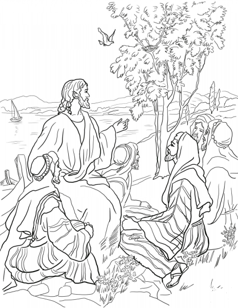 Parable of Mustard Seed coloring page image