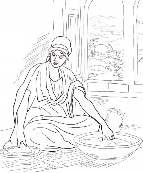 Parable of the Leaven (yeast) coloring page image
