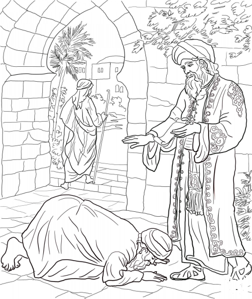 Parable of the Two Debtors coloring page image