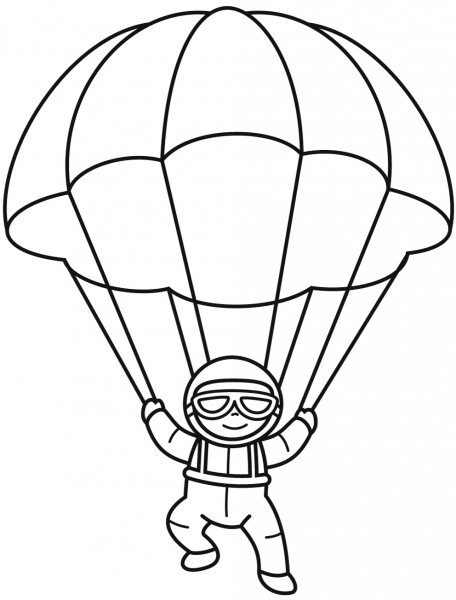 Parachutist coloring page image