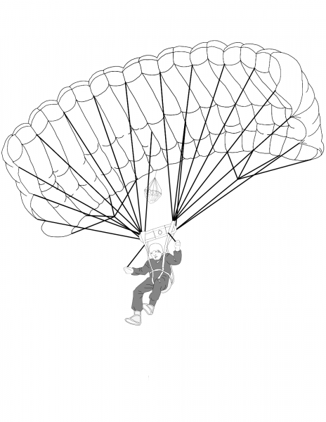 Parachutist coloring page image