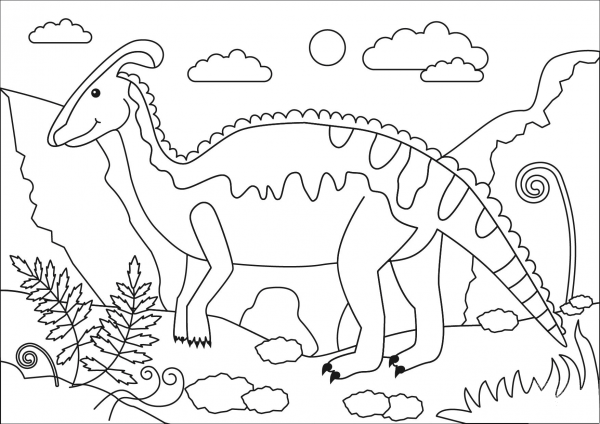 Parasaurolophus Dinosaur coloring page image