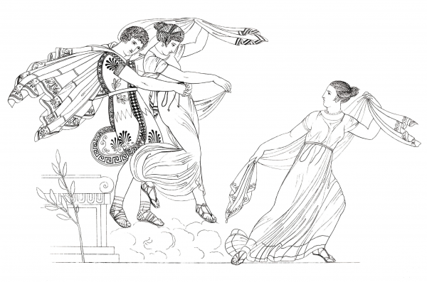 Paris, Helen and Cassandra coloring page image