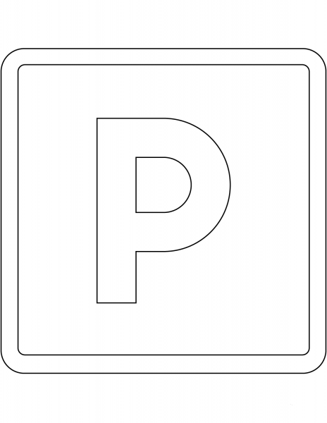 “Parking Place” Sign in France coloring page image