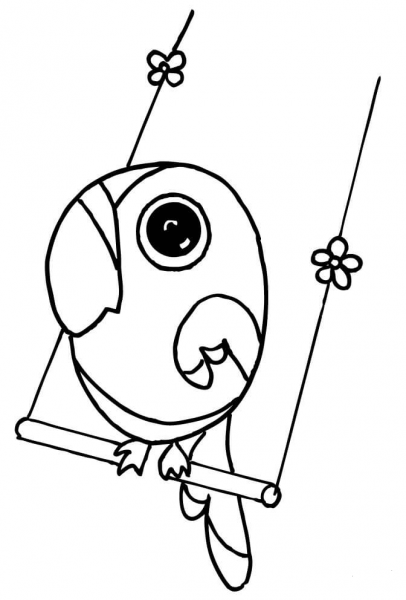 Parrot on the Swing  coloring page image
