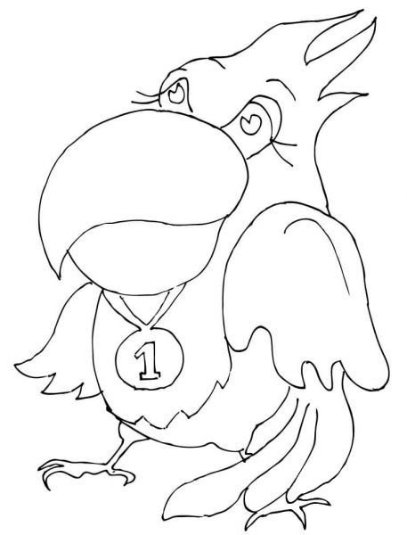 Parrot with Medal  coloring page image