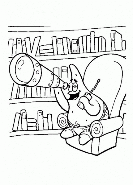 Partick Star In The Library  coloring page image