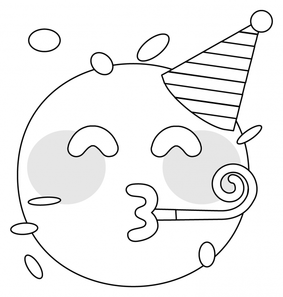 Partying Face Emoji coloring page image