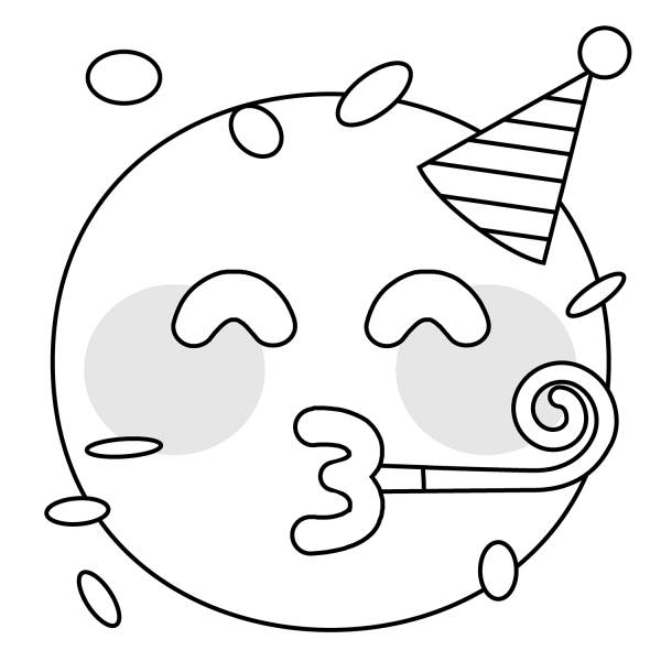 Partying Face Emoji coloring page image