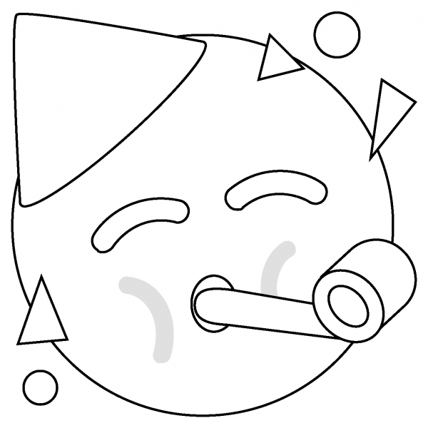Partying Face Emoji coloring page image
