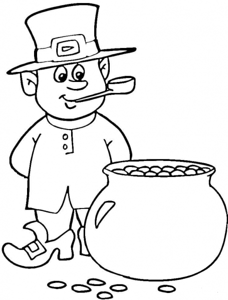 Patrick Pot of Gold  coloring page image