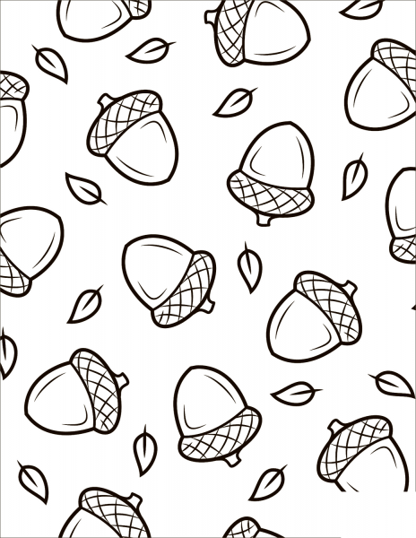 Pattern with Acorns coloring page image