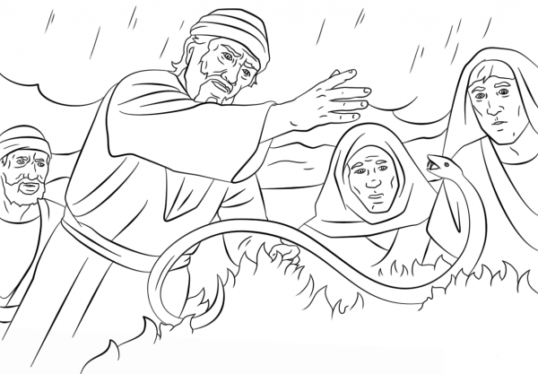 Paul Bit by Snake coloring page image