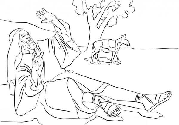 Paul Blinded on the Road to Damascus coloring page image