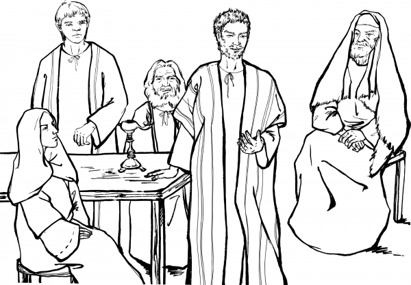 Paul is Giving a Discourse in Troas coloring page image