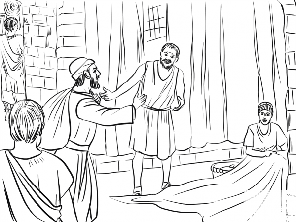 Paul Made Friends with a Jewish Couple, Priscilla and Aquila coloring page image