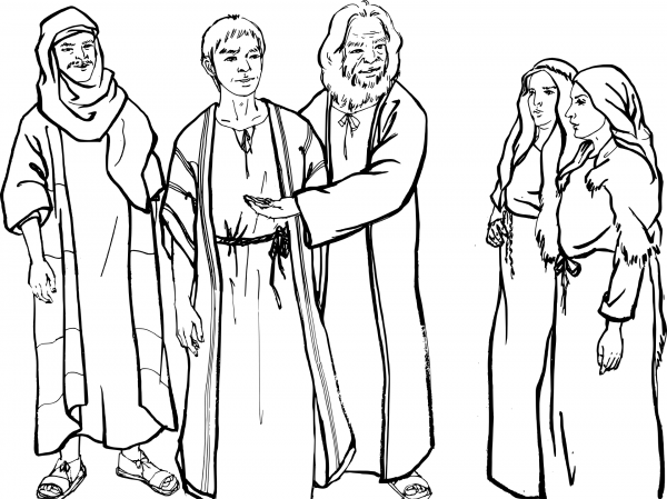 Paul Raises Eutychus from the Dead coloring page image