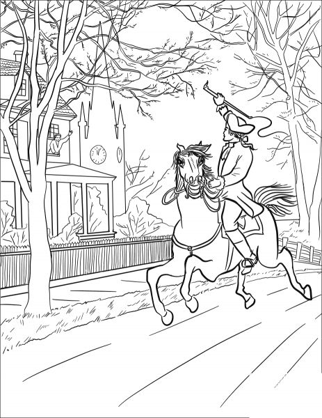 Paul Revere’s Ride coloring page image