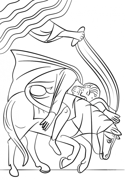 Paul’s Conversion on the Road to Damascus coloring page image