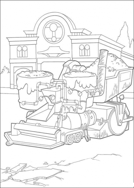 Paver Vehicle Repairing The Road coloring page image
