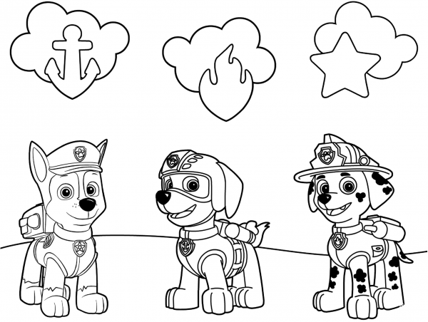 Paw Patrol Badges coloring page image