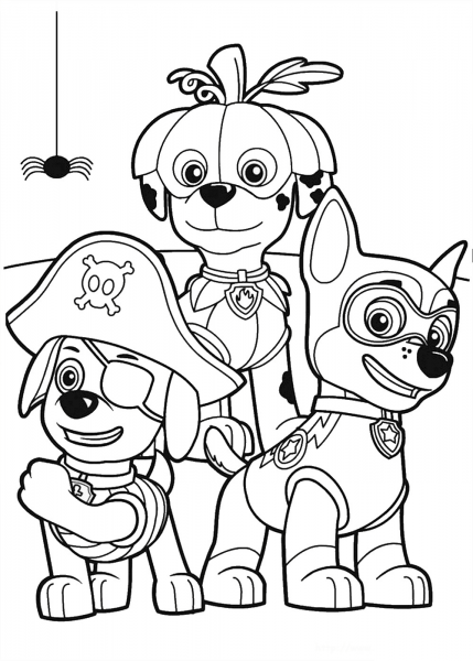 Paw Patrol Halloween Party coloring page image