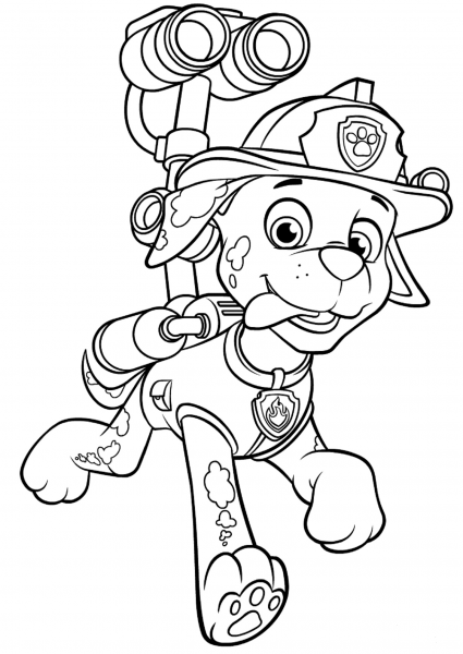 Paw Patrol Marshall with Water Cannon coloring page image