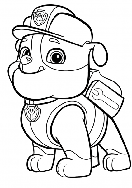 Paw Patrol Rubble coloring page image