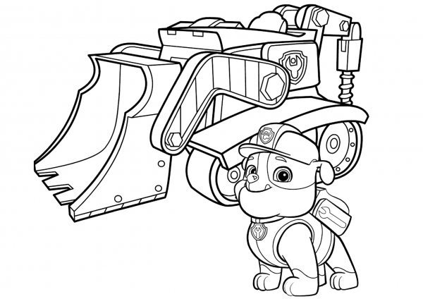 Paw Patrol Rubble’s Bulldozer coloring page image