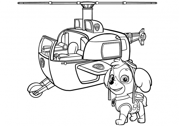 Paw Patrol Skye’s Helicopter coloring page image