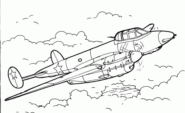 Pe-3 night fighter bomber coloring page image