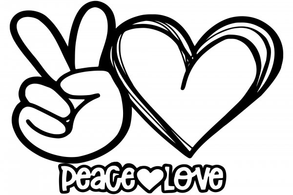 Peace and Love coloring page image