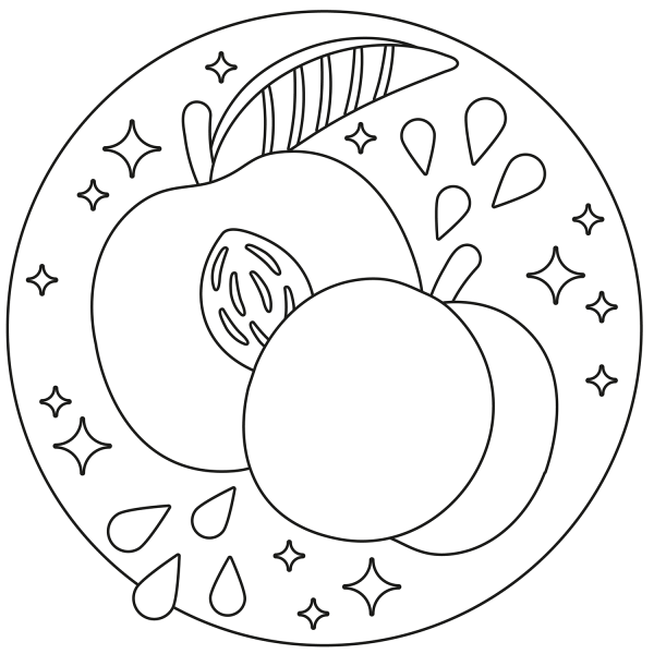 Peach coloring page image