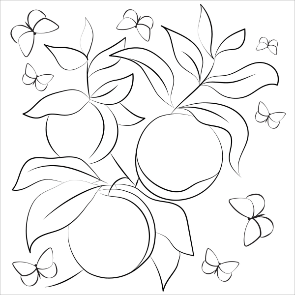 Peach coloring page image