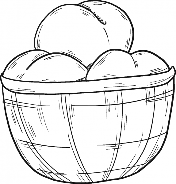 Peaches in a Bowl coloring page image