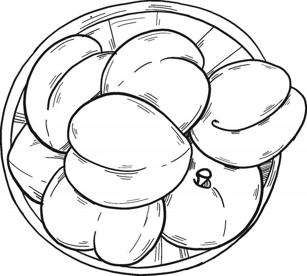 Peaches on a Plate coloring page image