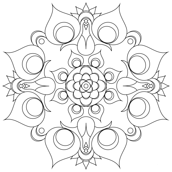 Peacock Mandala coloring page image