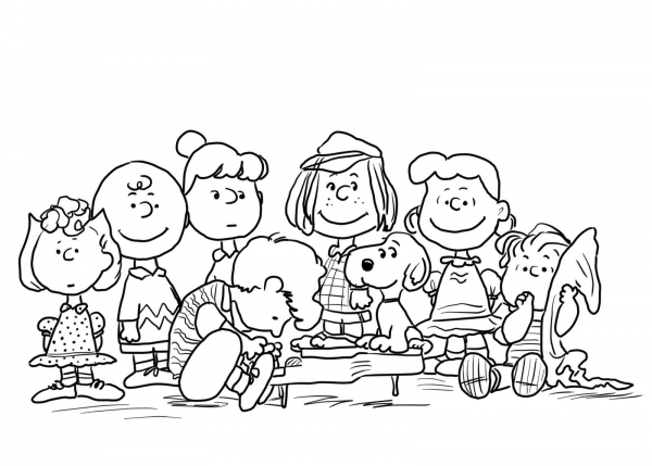 Peanuts Characters coloring page image