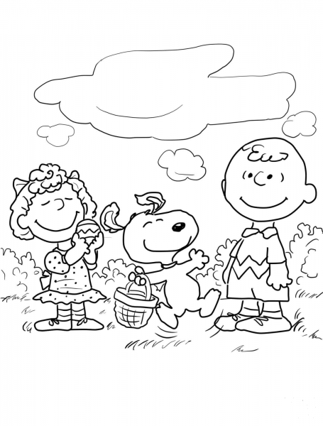 Peanuts Easter coloring page image