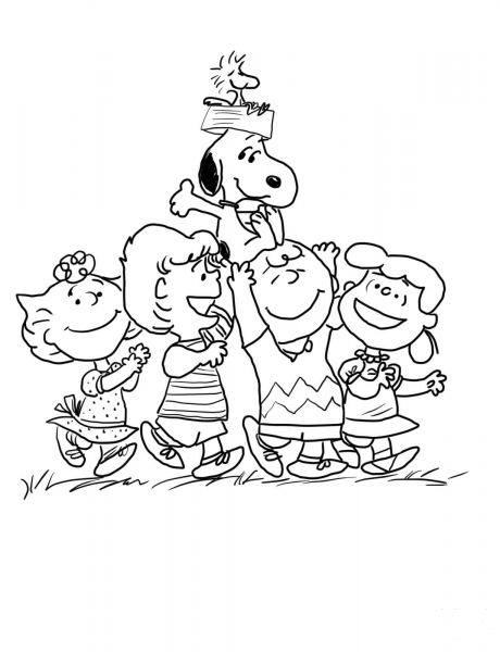 Peanuts Gang coloring page image