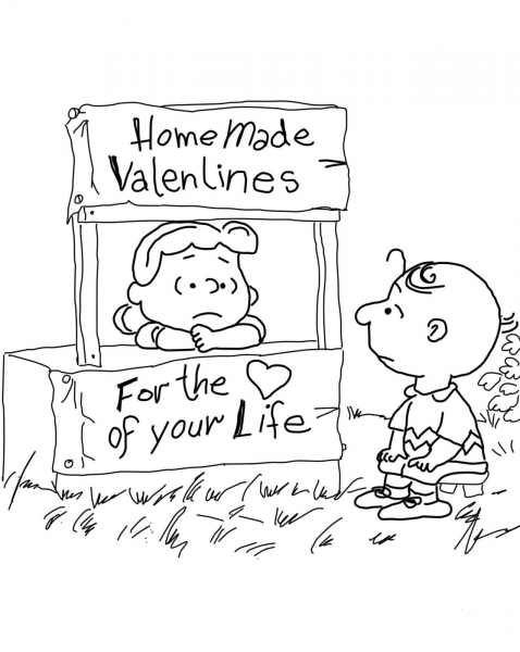 Peanuts Valentine’s Day coloring page image
