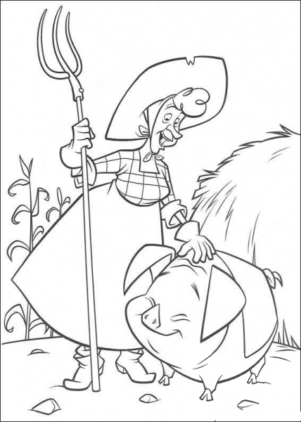 Pearl Gesner loves her pig  coloring page image