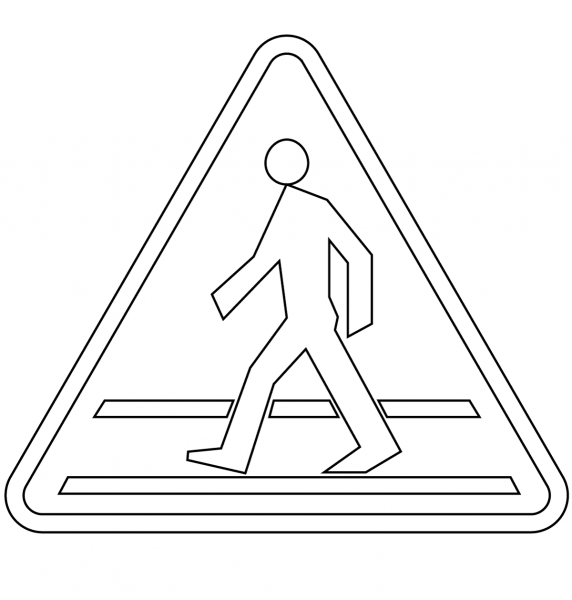 Pedestrian Crossing Ahead A-16 coloring page image