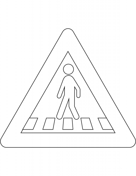 “Pedestrian Crossing Ahead” Sign in Denmark coloring page image