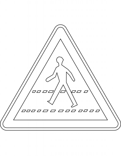 “Pedestrian Crossing Ahead” Sign in France coloring page image