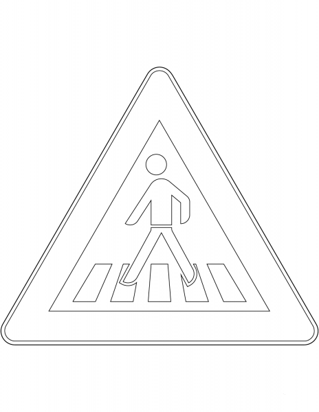 “Pedestrian Crossing Ahead” Sign in Germany coloring page image