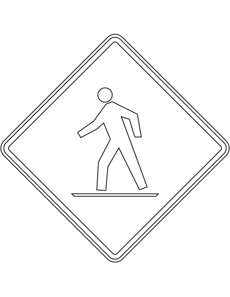 “Pedestrian Crossing Ahead” Sign in Ontario coloring page image